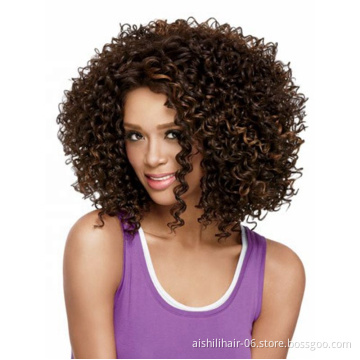 Hot sales Afro curly Synthetic hair weaving, high temperature fiber for afro young girls